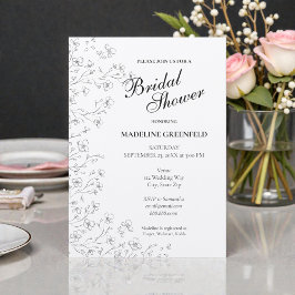 Black & White Cherry Blossoms Floral Bridal Shower Kaart