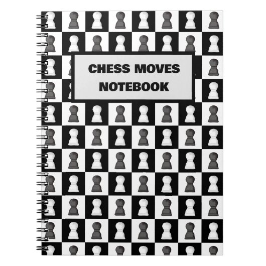 Black & White Chess Board Chess Moves Journal Notitieboek (Voorkant)