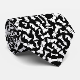 Black & White Chess Pieces Stropdas