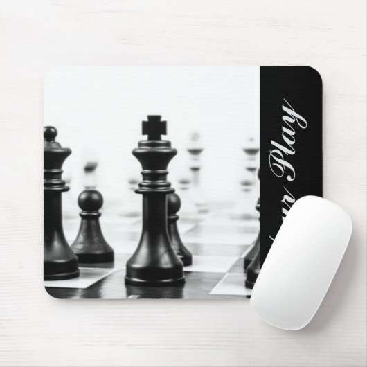 Black White Chess Typography Muismat (Met muis)