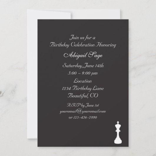 Black & White Chess verjaardagsfeestje uitnodiging (Achterkant)