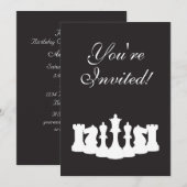 Black & White Chess verjaardagsfeestje uitnodiging (Voorkant / Achterkant)