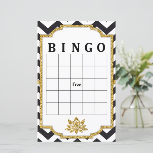Black White Chevron bingo (Staand voorkant)
