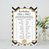 Black White Chevron Birthday dit of dat spel (Staand voorkant)