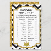 Black White Chevron Birthday dit of dat spel (Voorkant / Achterkant)