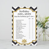 Black White Chevron Birthday ooit of nooit game (Staand voorkant)