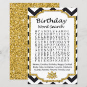 Black White Chevron Birthday word search game (Voorkant / Achterkant)