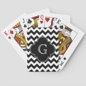Black White Chevron Black Quatrefoil Monogram Speelkaarten (Achterkant)