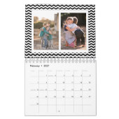Black White Chevron Custom Photo Collage 24-Afbeel Kalender (Feb 2027)