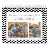 Black White Chevron Custom Photo Collage 24-Afbeel Kalender (Hoes)