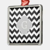 Black White Chevron Gray Quatrefoil Monogram Metalen Ornament (Links)