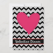 Black White Chevron Heart Valentijn Invitation Kaart (Voorkant)