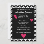 Black White Chevron Heart Valentijn Invitation Kaart (Achterkant)