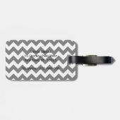 Black White Chevron Lila Quatrefoil Monogram Bagagelabel (Achterkant horizontaal)