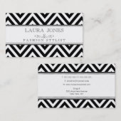 Black + White Chevron Mode Stylist Sjabloon Visitekaartje (Voorkant / Achterkant)
