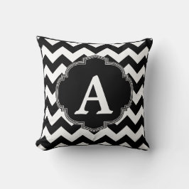 Black White Chevron Monogram Kussen