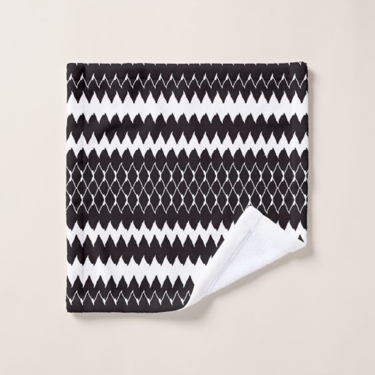 Black White Chevron Pattern Bad Handdoek (Wasdoekje)