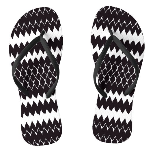 Black White Chevron Pattern Teenslippers (Voetbed)