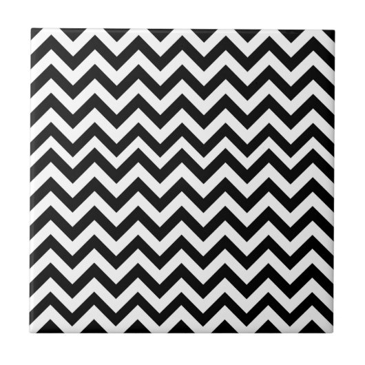 Black White Chevron Pattern Tegeltje (Voorkant)