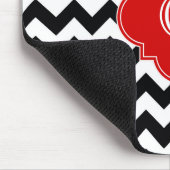 Black White Chevron Red Quatrefoil Monogram Muismat (Hoek)