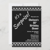 Black White Chevron Surprise 60th Birthday Dinner Kaart (Voorkant)