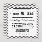 Black & White Chevron Typography Wedding Invite Kaart (Voorkant / Achterkant)