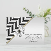 Black white chevron verloving Day CUSTOM Kaart (Staand voorkant)