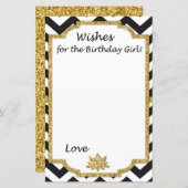 Black White Chevron wil het verjaardagsmeisje (Voorkant / Achterkant)