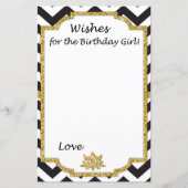 Black White Chevron wil het verjaardagsmeisje (Voorkant)