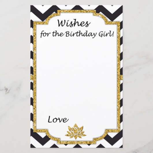 Black White Chevron wil het verjaardagsmeisje (Voorkant)