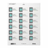 Black White Chevron Zig-Zag Turquoise Monogram Etiket (Full Sheet)