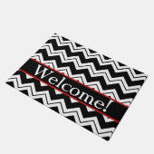 Black White Chevron ZigZag Welkom Aangepast Deurmat (Schuin)