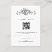 Black White Chic Botanical QR Code Wedding Details Informatiekaartje (Achterkant)