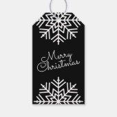 Black & White Chic Merry Christmas w/ Snowflakes Cadeaulabel (Voorkant)