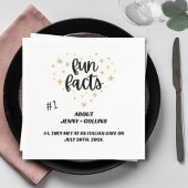Black White Chic Modern Fun Facts Hearts Wedding Servet