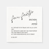 Black White Chic Modern Fun Facts Script Weddensch Servet (Voorkant)