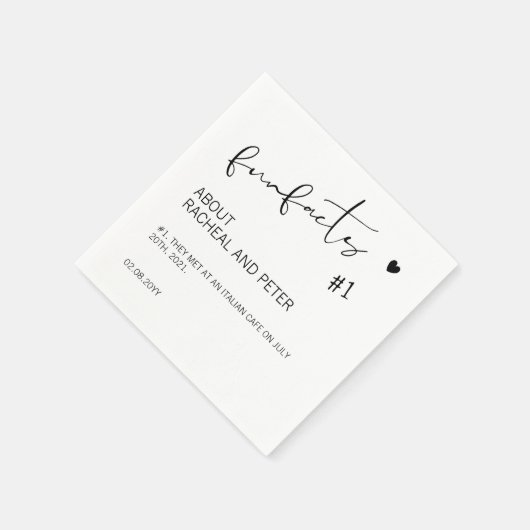Black White Chic Modern Fun Facts Script Weddensch Servet (Hoek)
