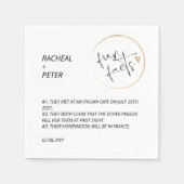 Black White Chic Modern Fun Facts Script Weddensch Servet (Voorkant)