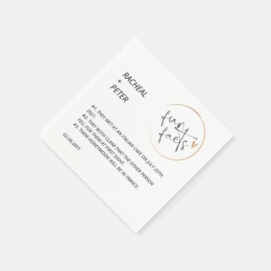 Black White Chic Modern Fun Facts Script Weddensch Servet (Hoek)