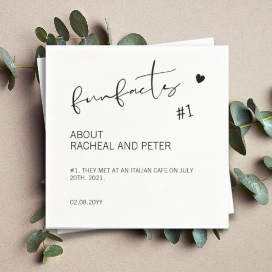 Black White Chic Modern Fun Facts Script Weddensch Servet