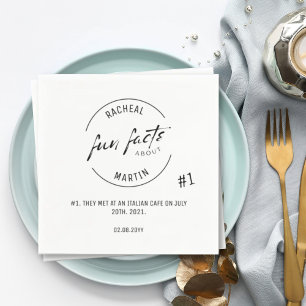 Black White Chic Modern Fun Facts Wedding Servet