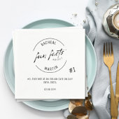 Black White Chic Modern Fun Facts Wedding Servet