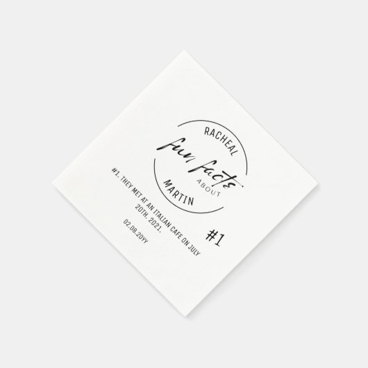 Black White Chic Modern Fun Facts Wedding Servet (Hoek)