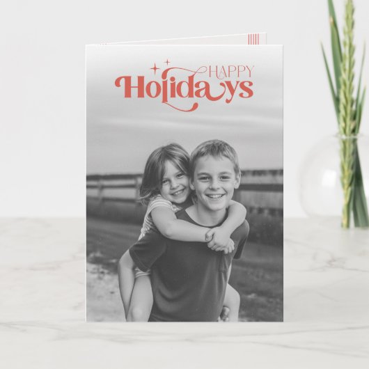 Black & White Children Photo Christmas Folded Feestdagen Kaart (Voorkant)