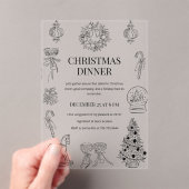 Black & White Christmas Dinner   Acryl Uitnodigingen (Insitu (Draagbaar))