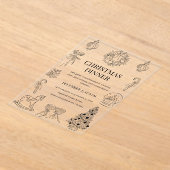 Black & White Christmas Dinner   Acryl Uitnodigingen (Laagn)