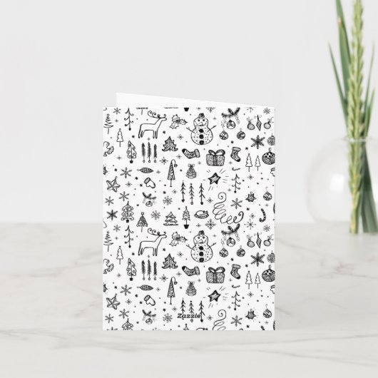 Black & White Christmas Icons Pattern – Cute  (Achterkant)