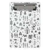 Black & White Christmas Icons Pattern – Cute  Mini Klembord (Voorkant)