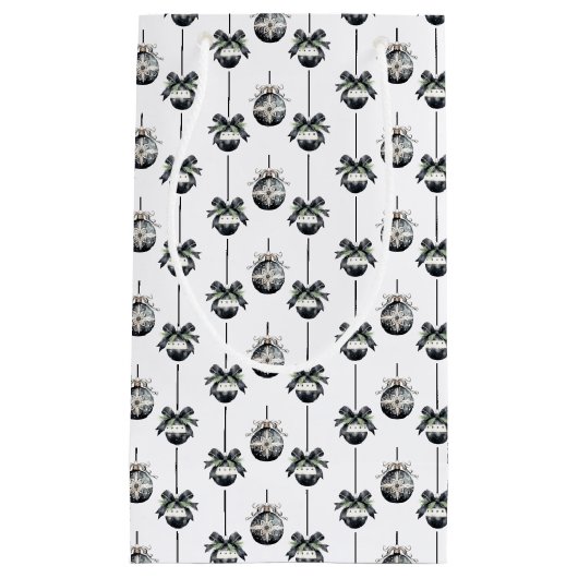 Black White Christmas Klein Cadeauzakje (Voorkant)