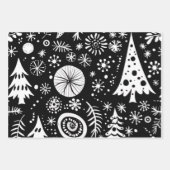 Black & White Christmas Minimalist Tree Inpakpapier Vel (Voorkant)